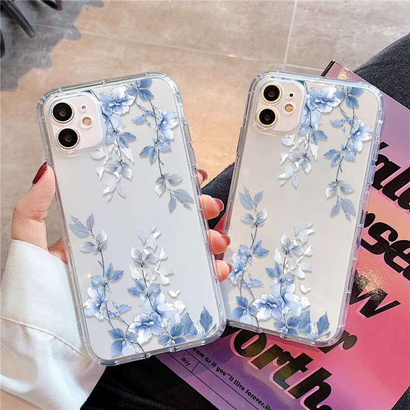 Apple Iphone 15 - Custodia per telefono trasparente fiore blu